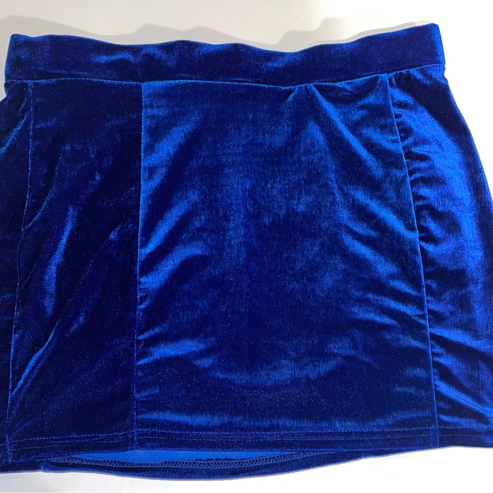 Vibrant Blue Velvet Mini Skirt